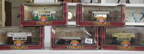 5 boxed Corgi tramlines die cast trams