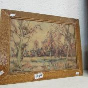 An oil on canvas woodland scene signed A Macdonald, 34.5 x 24.5cm