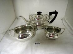 A 3 piece silver tea set, (1230gms, 42ozs)