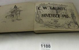 An autograph book of illustrations by C W Grundy and Fred Middleton, 1915