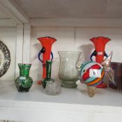 A mixed lot of glass ware including pair of vases