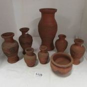 7 Chinese terracotta vases depicting dragons and a bowl, some a/f