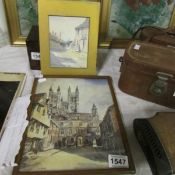 2 watercolours, Lincoln Cathedral and Washingborough