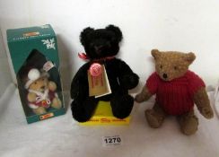 A Steiff 1996 Christmas bear, A Naomi Laight 'Charlie' bear and a Hermann Teddy original