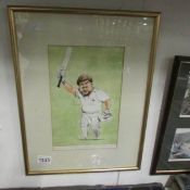 A signed cricket caricature of Mike Gatting