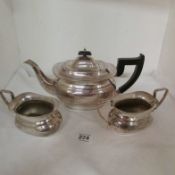 A 3 piece silver plated tea set