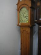 A Pine long case clock with quaerz movement by Joel Manger, Beesby, Alford