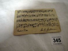 A signed Arthur Sullivan postcard featuring Propior Deo