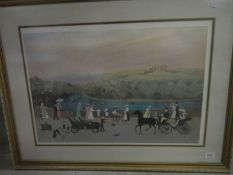 A framed and glazed Victorian leisure scene print signed Helen Bradley