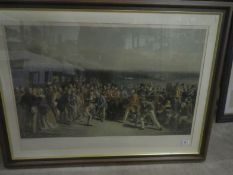 A large coloured engraving of Mid Victorian golf match 'The Golfers'