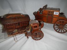 3 wooden carriage models and booklet