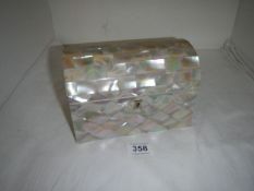 A mother of pearl domed top casket (19 x 10 x 13 cm)