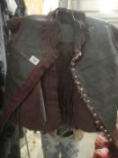 A boys grey and leather burgundy doublet and slops