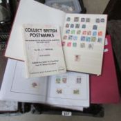 2 albums and a folder of stamps and British postmark book