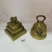 2 Victorian brass inkwells