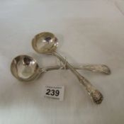 A pair of  silver ladles, W George Adams, London 1840