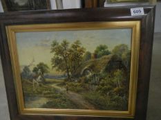 Stanley Clark (19C British) figure in a rural landscape oil on canvas, signed and framed, 40 x 30 cm