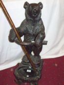 Reconstituted Black Forest Style Bear Umbrella Stand