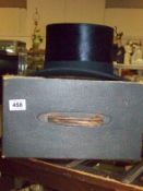 Silk Top Hat and Case approx size 7