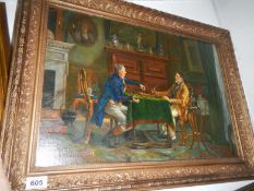 W Bunch (19/20th century) The Chess players oil on board, signed, 42 x 60cm