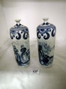 A pair of 'Royal Bonn' delft blue and white vases