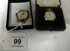A ladies silver fob watch and a 'Basis' watch head