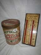 A Nuttall's of Doncaster tin and a tin housekeeping list