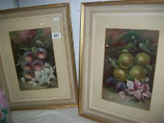 Pair of Still Life Watercolours F/G Signed but indistinct  19cm x 27cm
