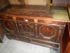 An 18th century oak coffer with 2 drawers