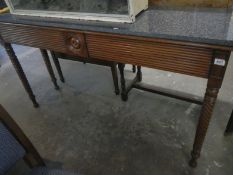 A marble topped sideboard with turned oak base