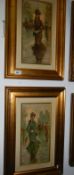 A pair of gilt framed oils on canvas 'Edwardian Ladies) 1 a/f, signed but indistinct