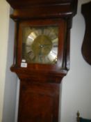 A mahogany veneered 30 hour long case clock with brass face, by Snelling, Grandby, 1712