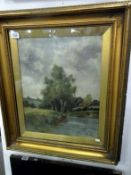 A country scene oil on canvas signed E Coles, image 39 x 59cm