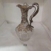 A HM silver and glass claret jug HM London 1865, stamped W Crouch & Sons, Edinburgh