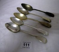 5 Georgian silver spoons, HM London 1815, 216g