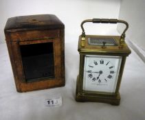 A brass carriage clock in original case