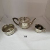 A 3 piece silver tea set, H Wilkinson, Sheffield 1895/6/7, 417g