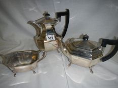 An Art Deco style 3 piece Sheffield plate tea set