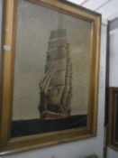 A large gilt framed Victorian oil on canvas of a fully rigged ship signed R H Kay 1882