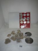 A mixed lot of coins including Vatican medals, 22 loose medals and 2 large medals