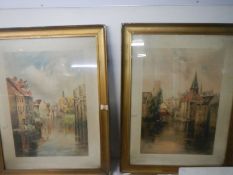 A pair of framed river scene prints by L Burleigh Bruhl