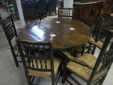 A setof 6 period rush seated oak chairs (2 carvers, 4 dining)