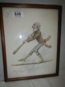 A framed political caricature watercolour of Gladstone signed G R Halkett