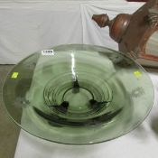 A Valsal Lambert green glass bowl