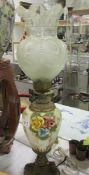 A floral decorated table lamp