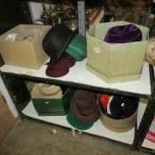 A quantity of vintage hats including bowler