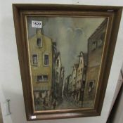 A Jaques Mels (1899-1974) signed watercolour 'A small street in Amsterdam'