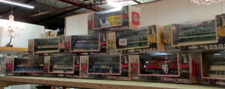 10 boxed Corgi collector's buses and trams