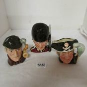 2 Royal Doulton and a Sylvac character jugs