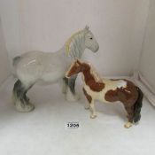 2 Beswick horses, a/f